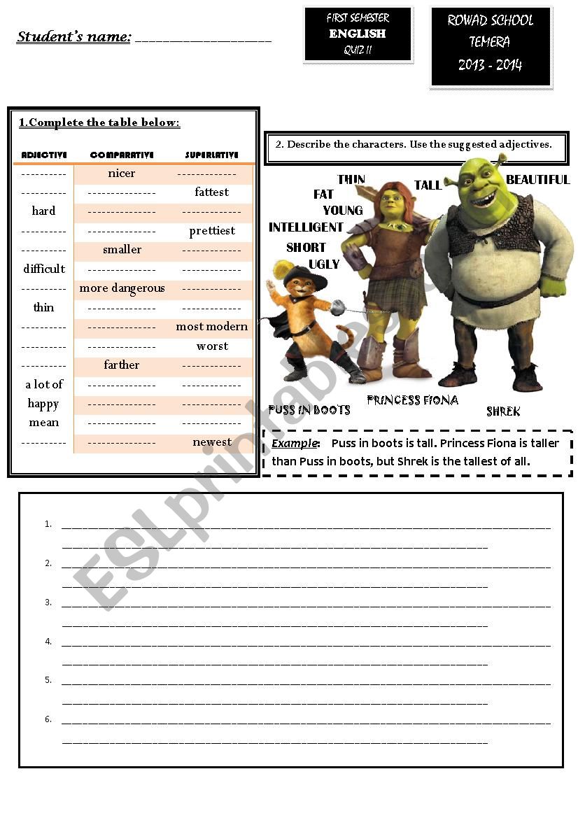 comparative & superlative worksheet