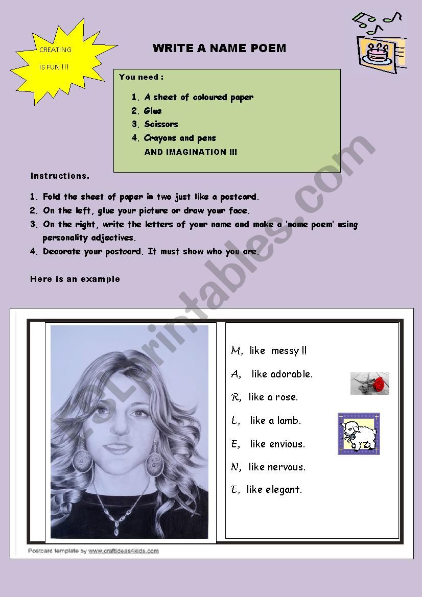 write a name poem worksheet