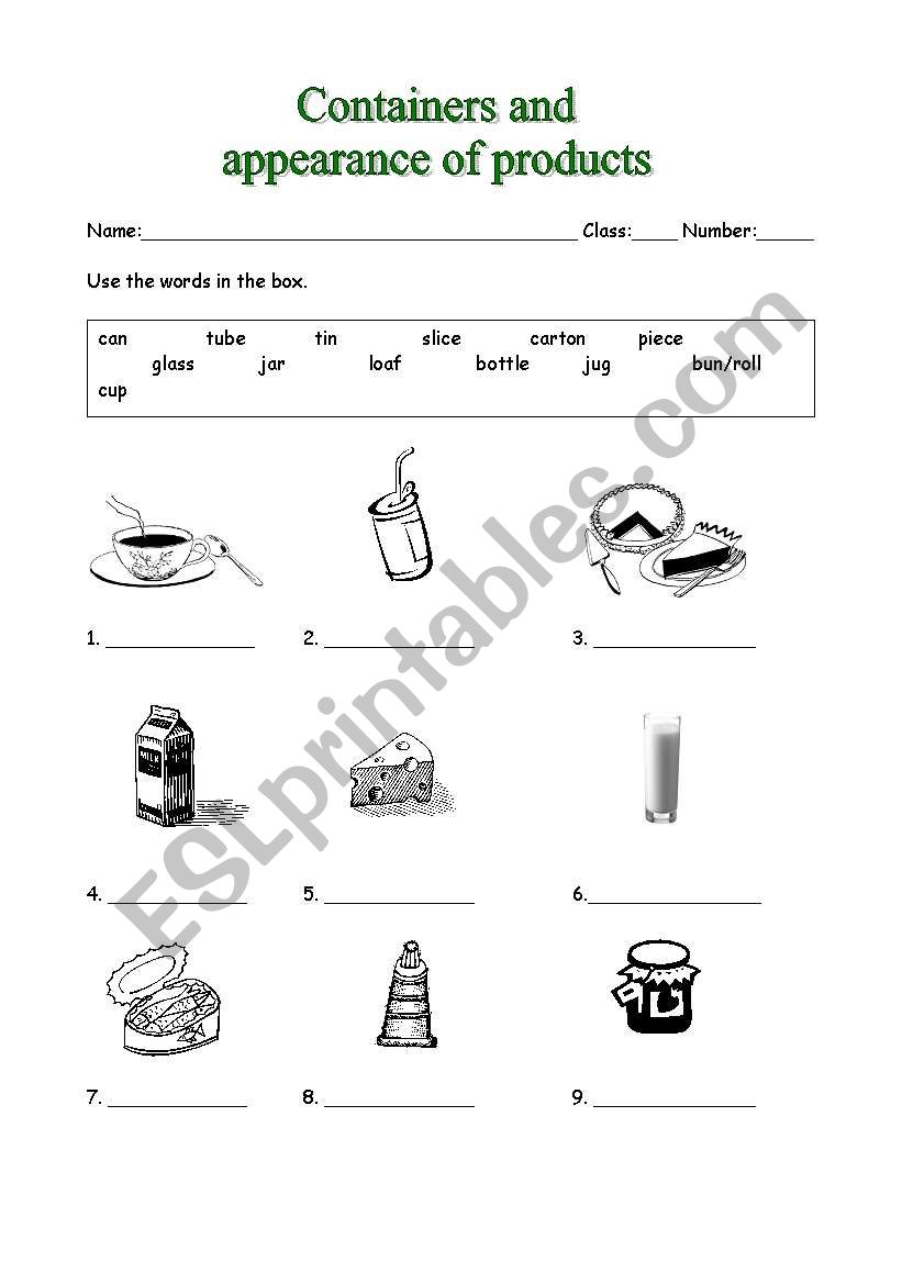 Containers and appearance of products