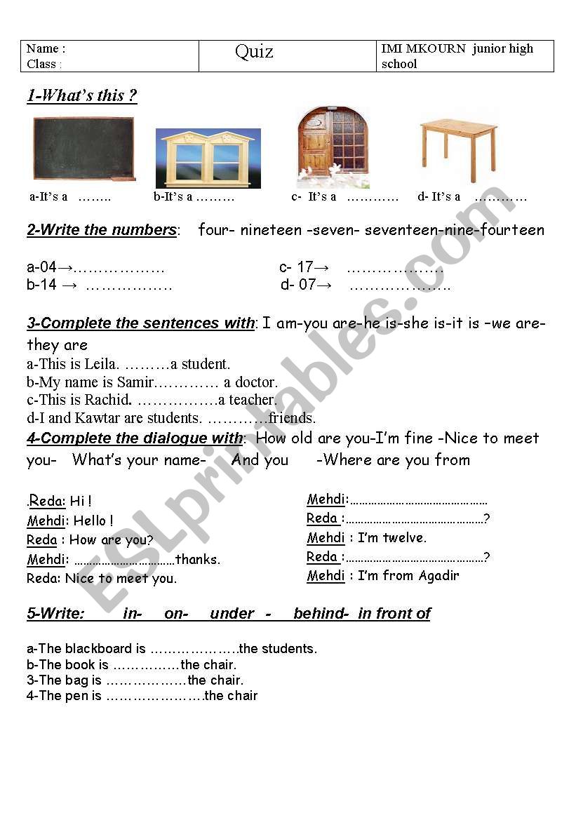 test for beginners worksheet