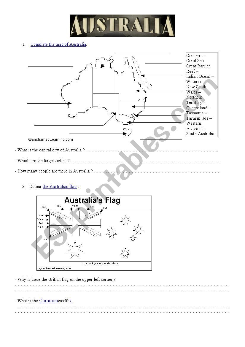 quest on Australia ESL worksheet by Hello974