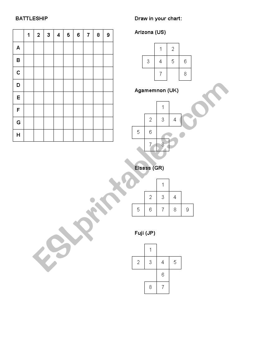 Battleship worksheet