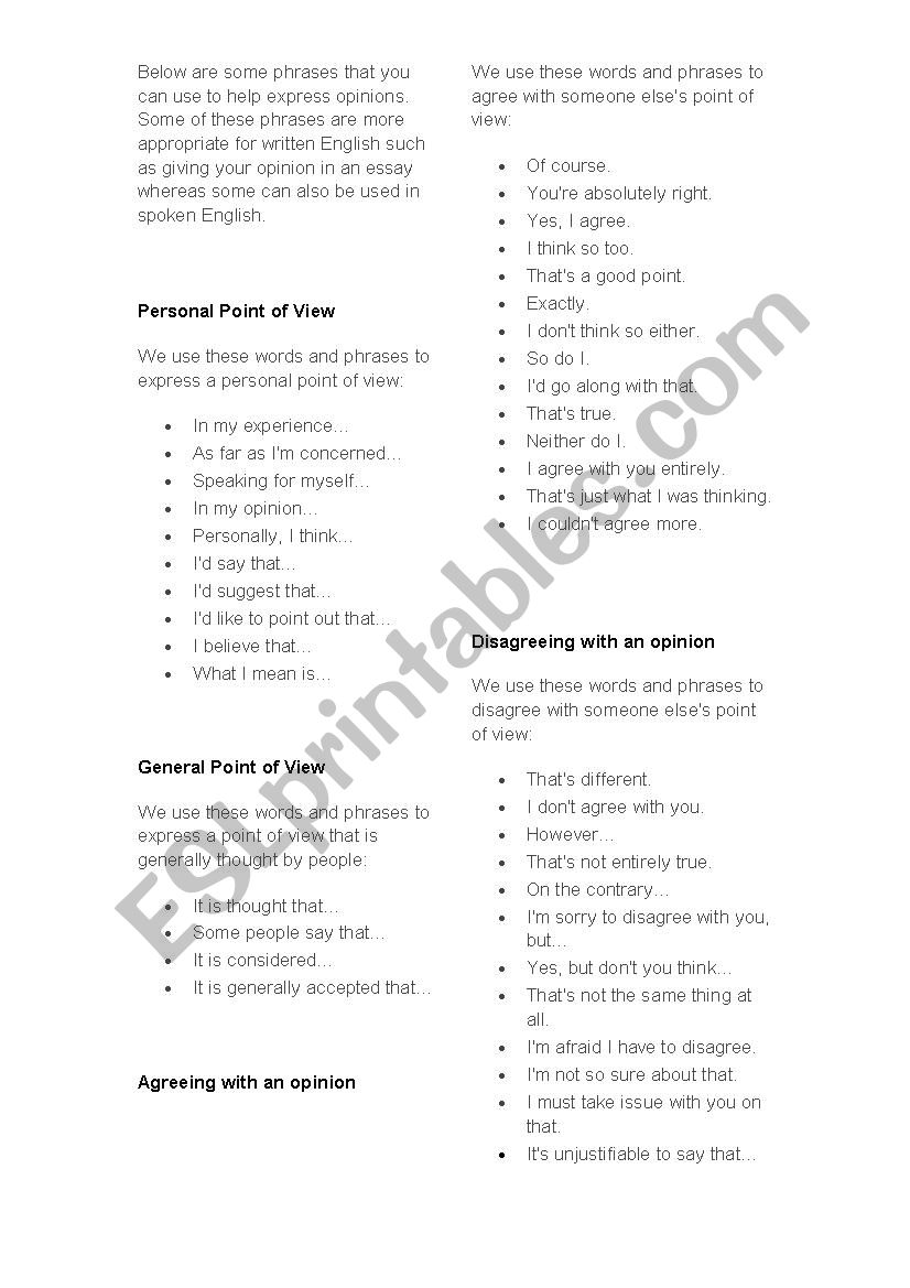 Conversation worksheet