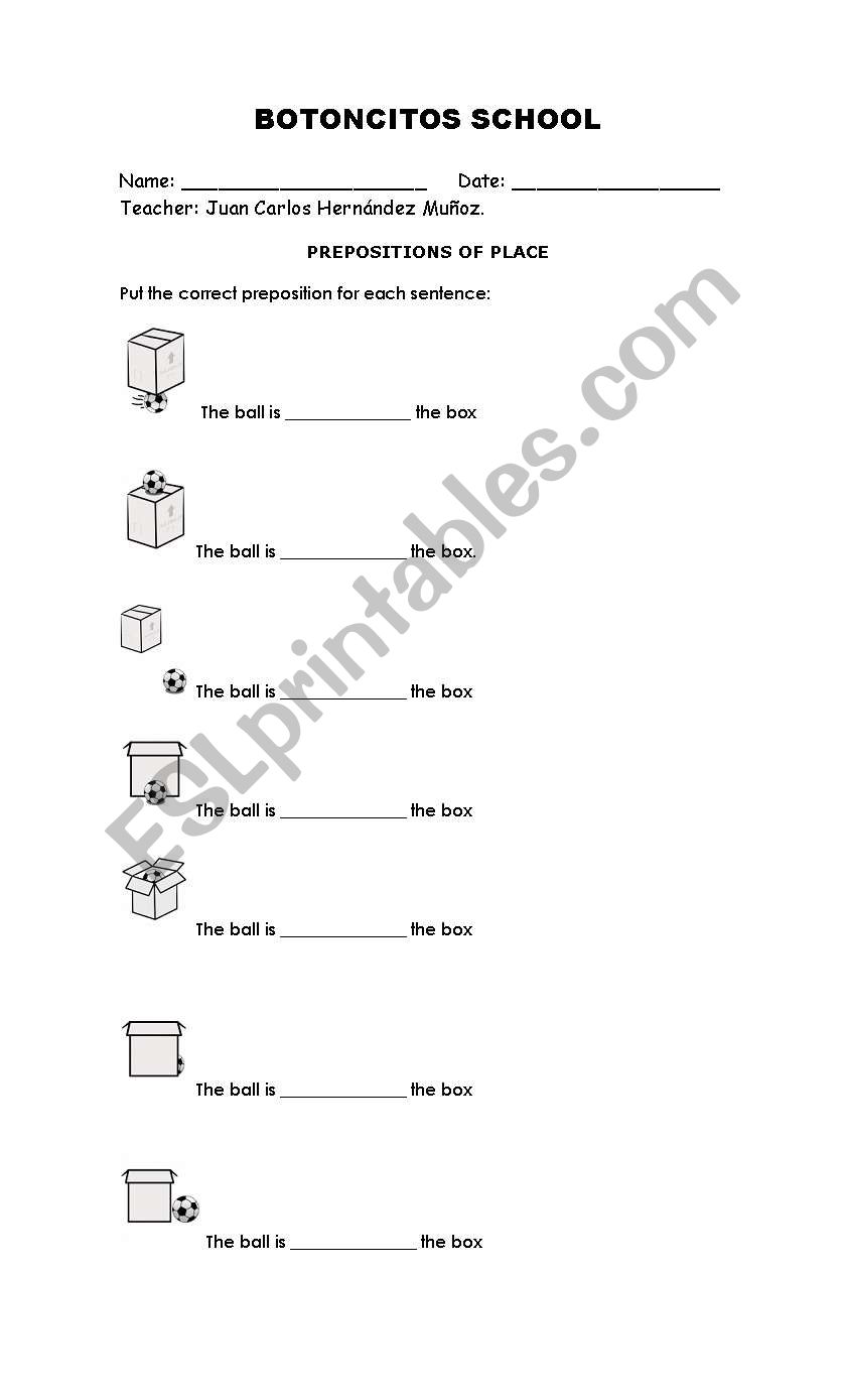 Preposition worksheet