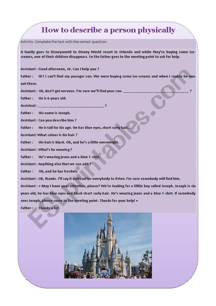 Physical description worksheet