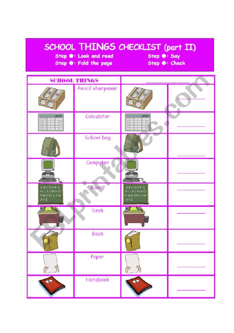 school things checklist (part II)