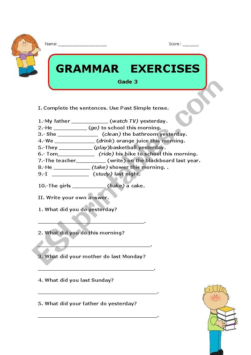 Past simple worksheet