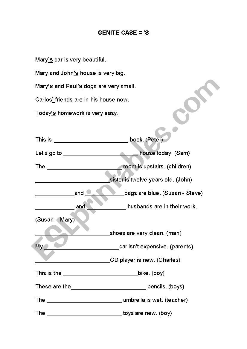 Genitive Case worksheet