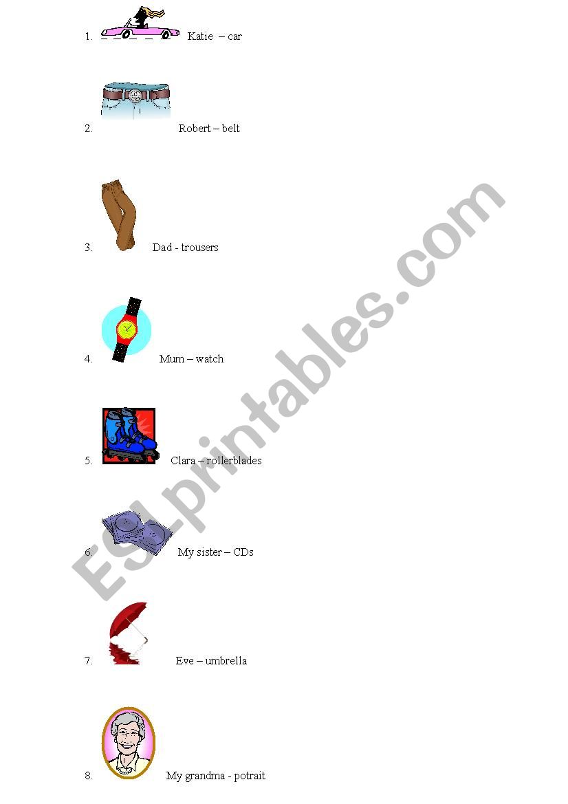 Possessive Â´s worksheet