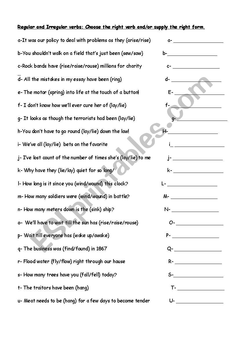 confusing verbs worksheet