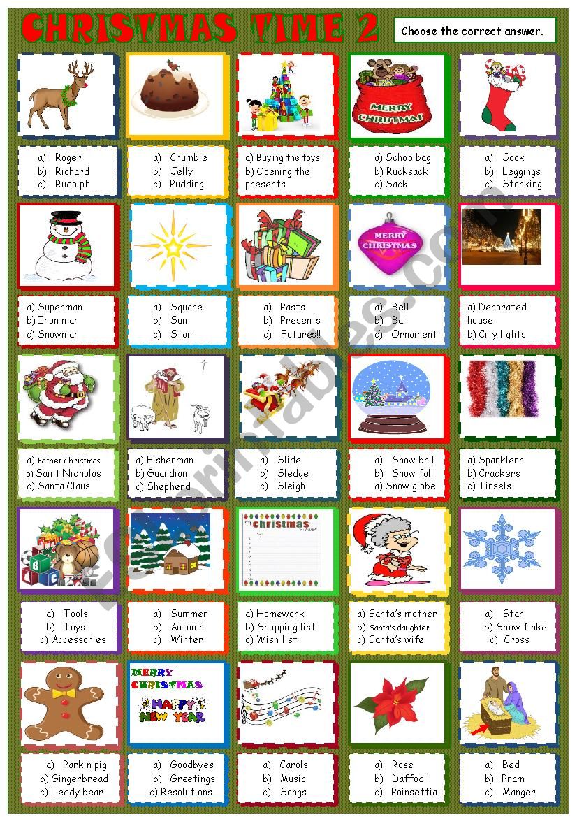 Christmas time: multiple choice activity2