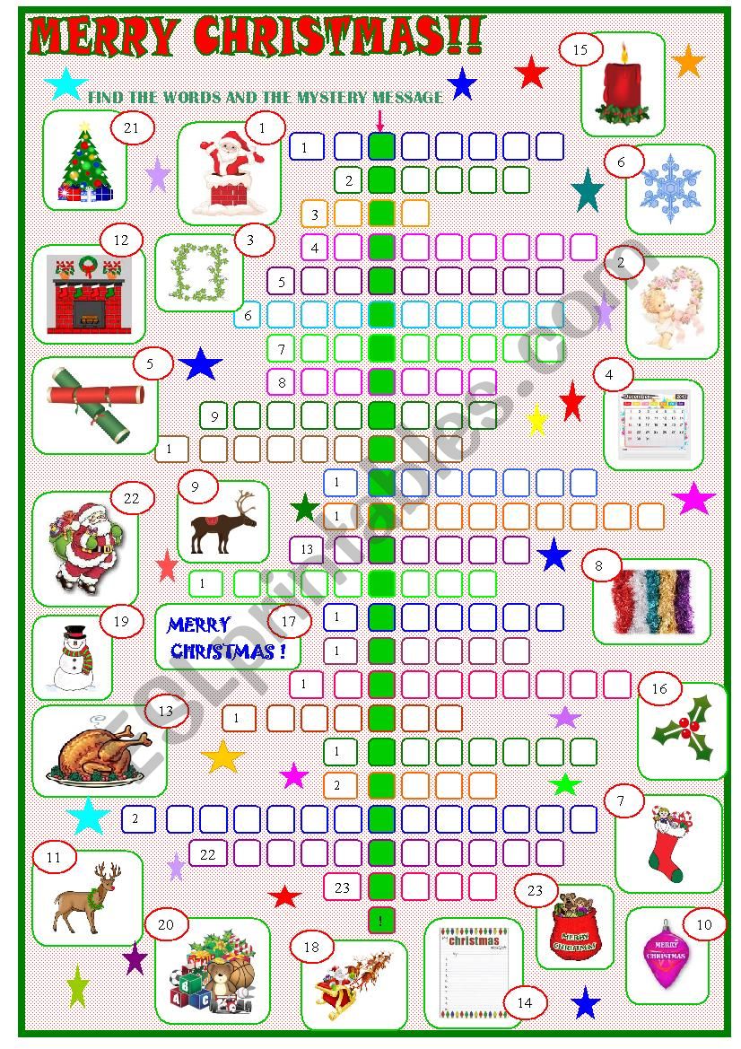 Merry Christmas :crossword worksheet