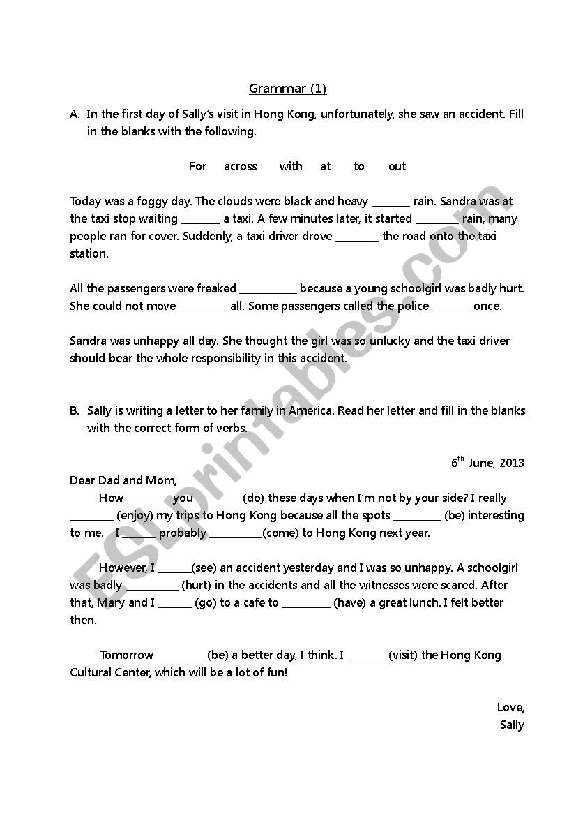Grammar- prepositions & tenses