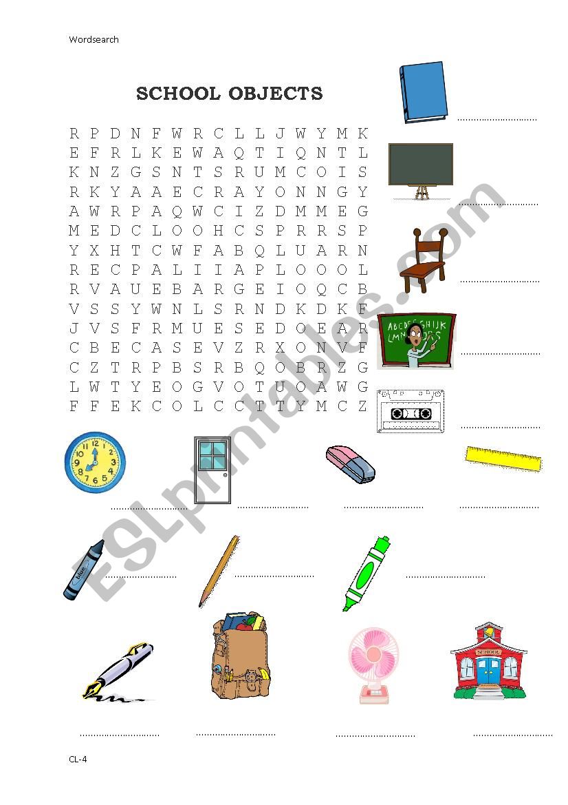 School Objects worksheet