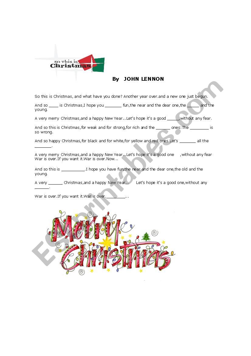 So this is Christmas, by John Lenon