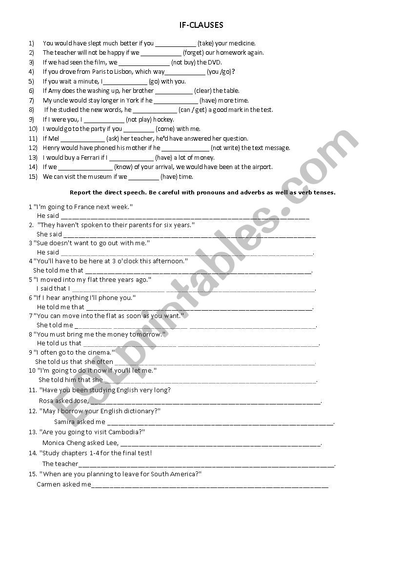 Grammar revision worksheet