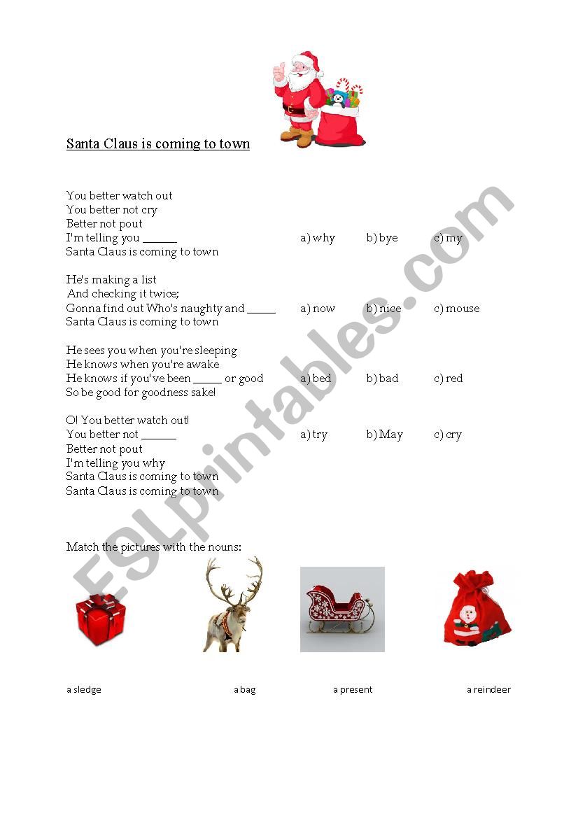 Santa Claus worksheet