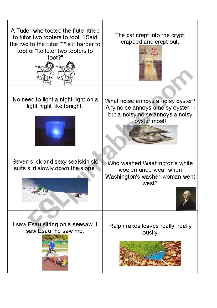 Tongue Twister Cards part 3 worksheet