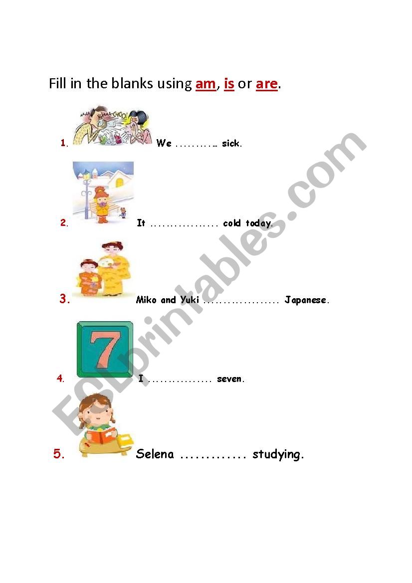 to be verb worksheet