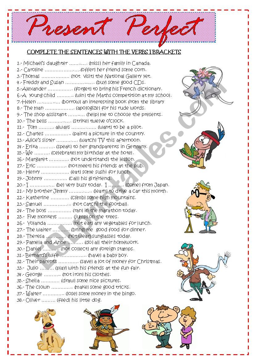 PRESENT PERFECT TENSE worksheet