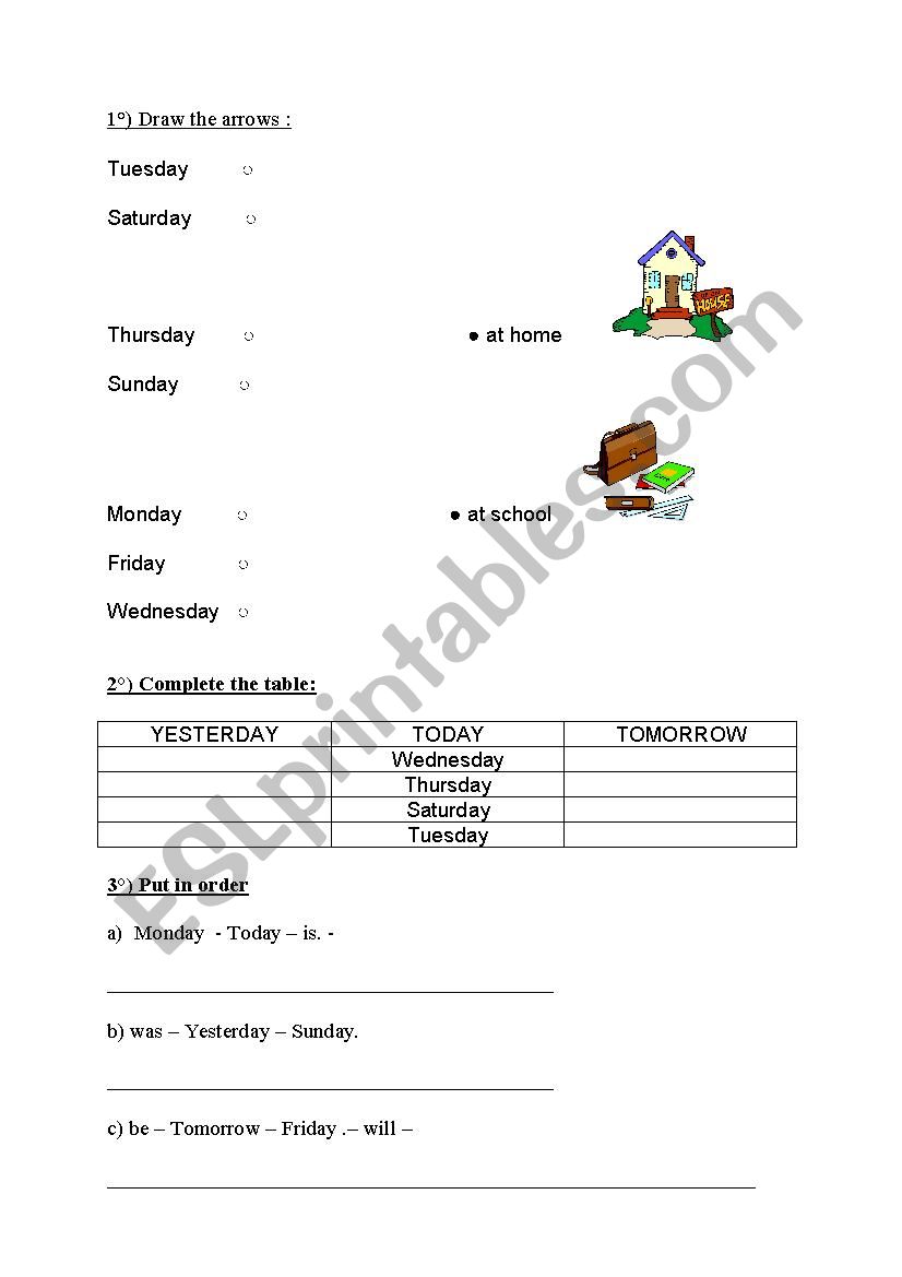 Days of the week worksheet