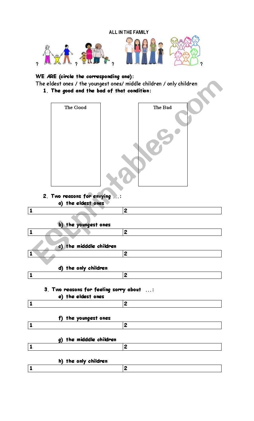 All In The Family worksheet