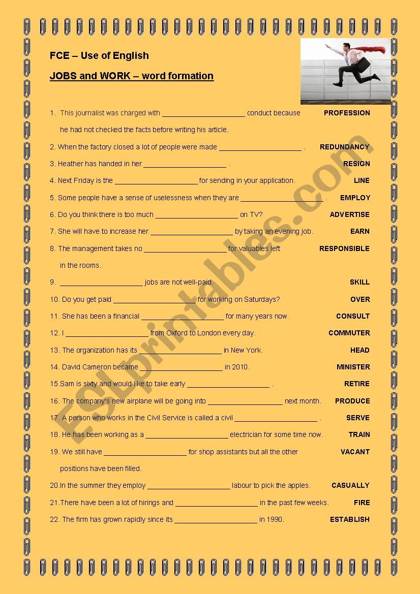 FCE-Jobs and Work-word formation (level B2)