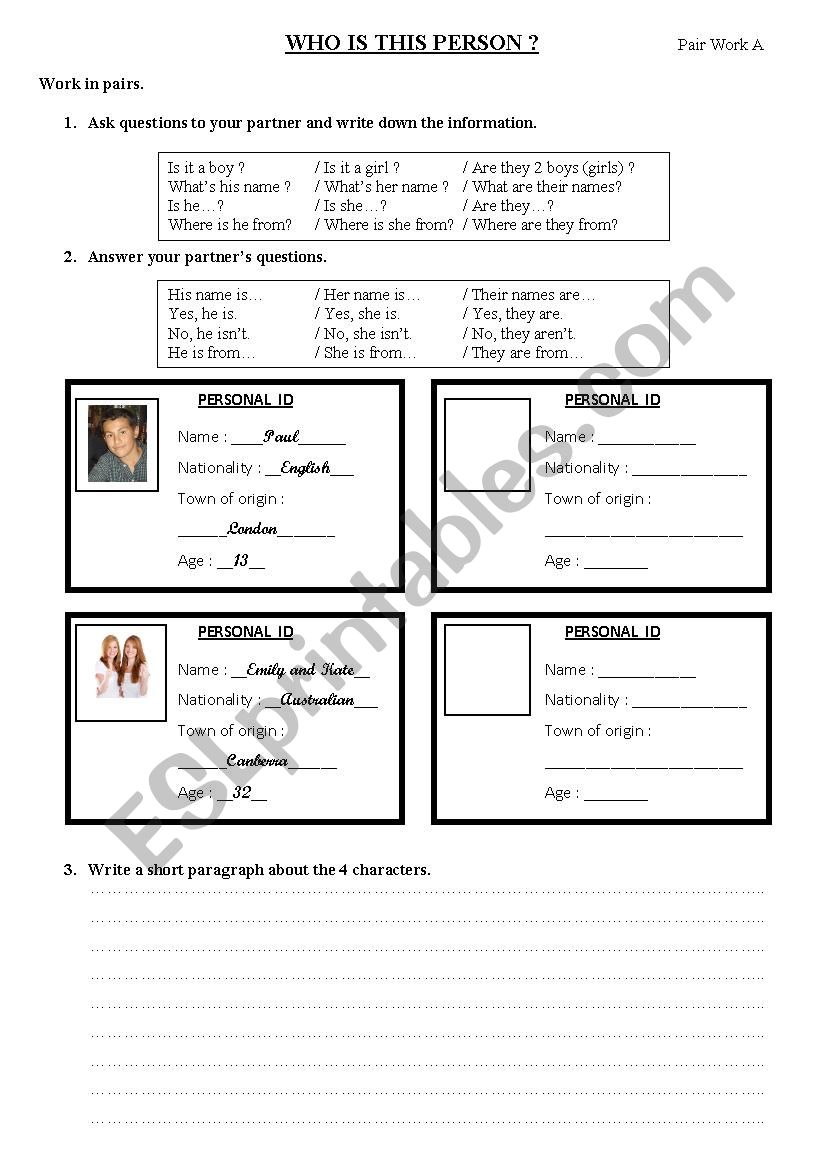 Introducing a friend worksheet