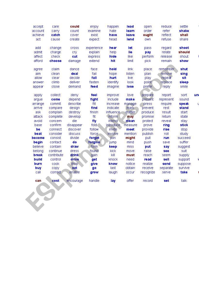 Regular Verbs worksheet