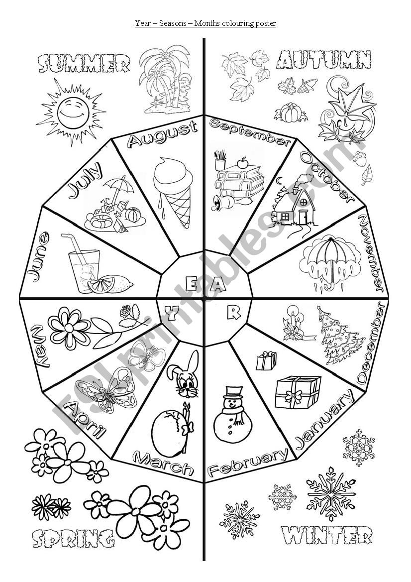 Year Seasons Months Poster Painting ESL Worksheet By Rena corfu