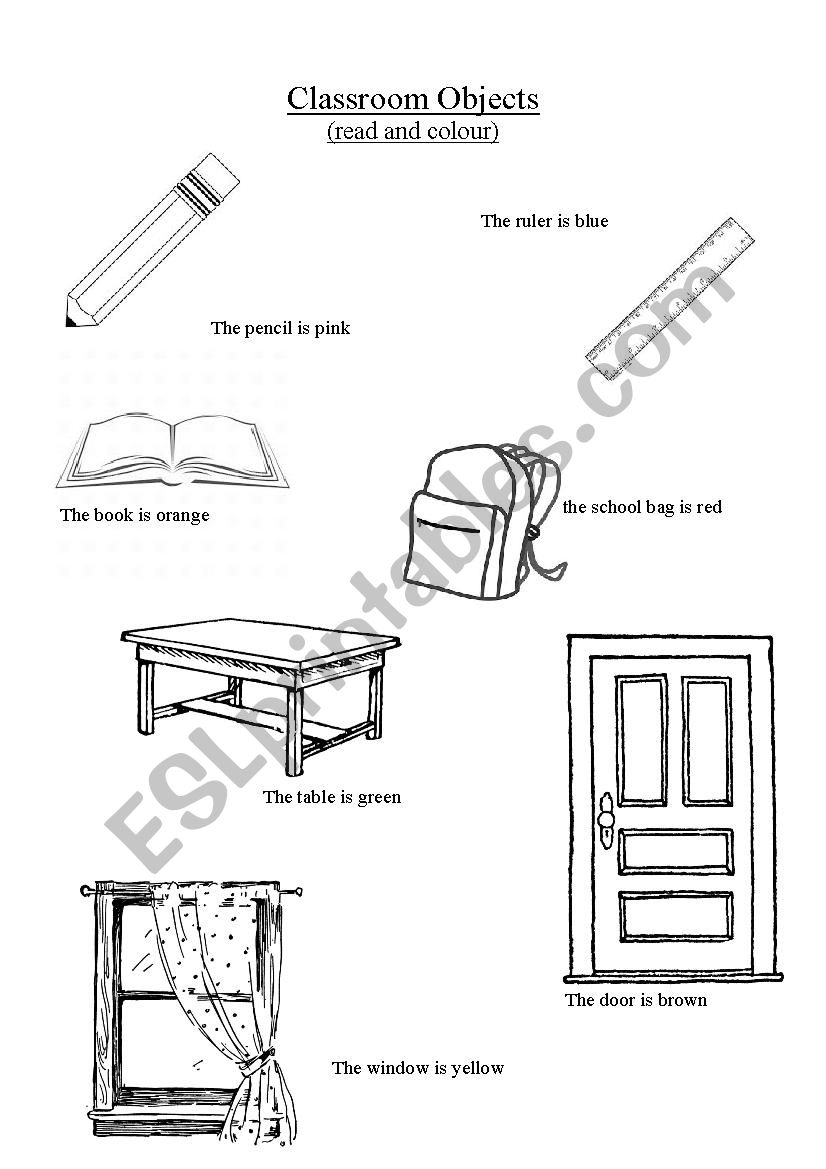 Classroom objects worksheet