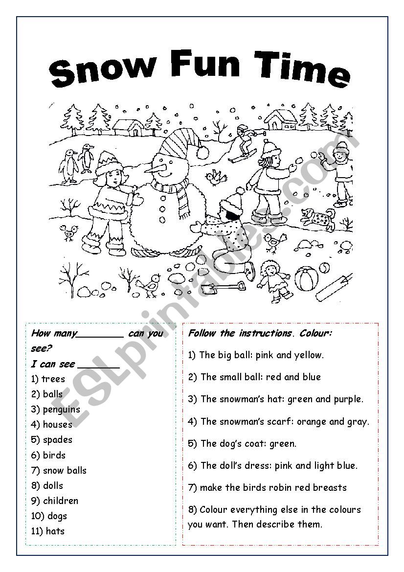 Snow Fun Time worksheet