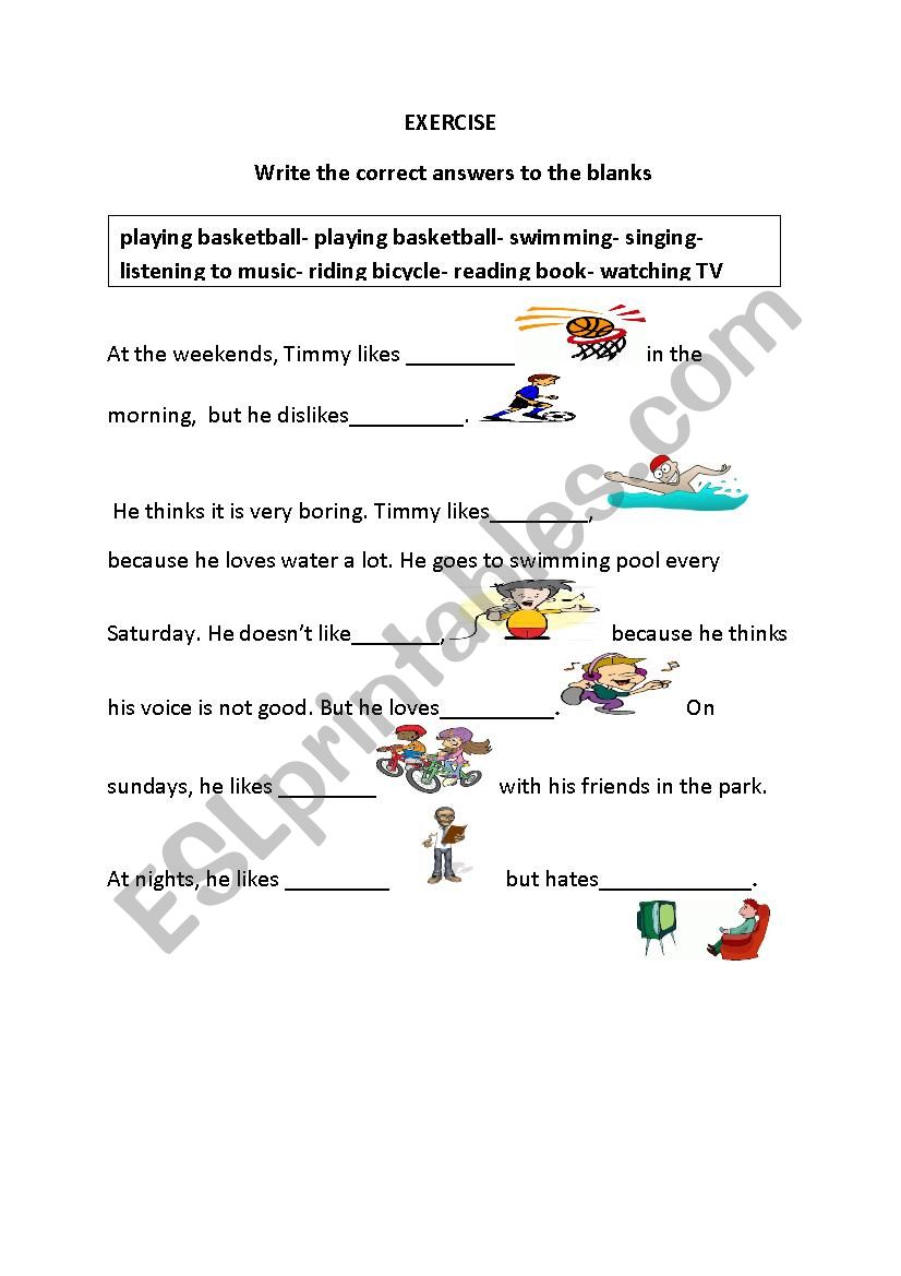 hobbies and interests worksheet