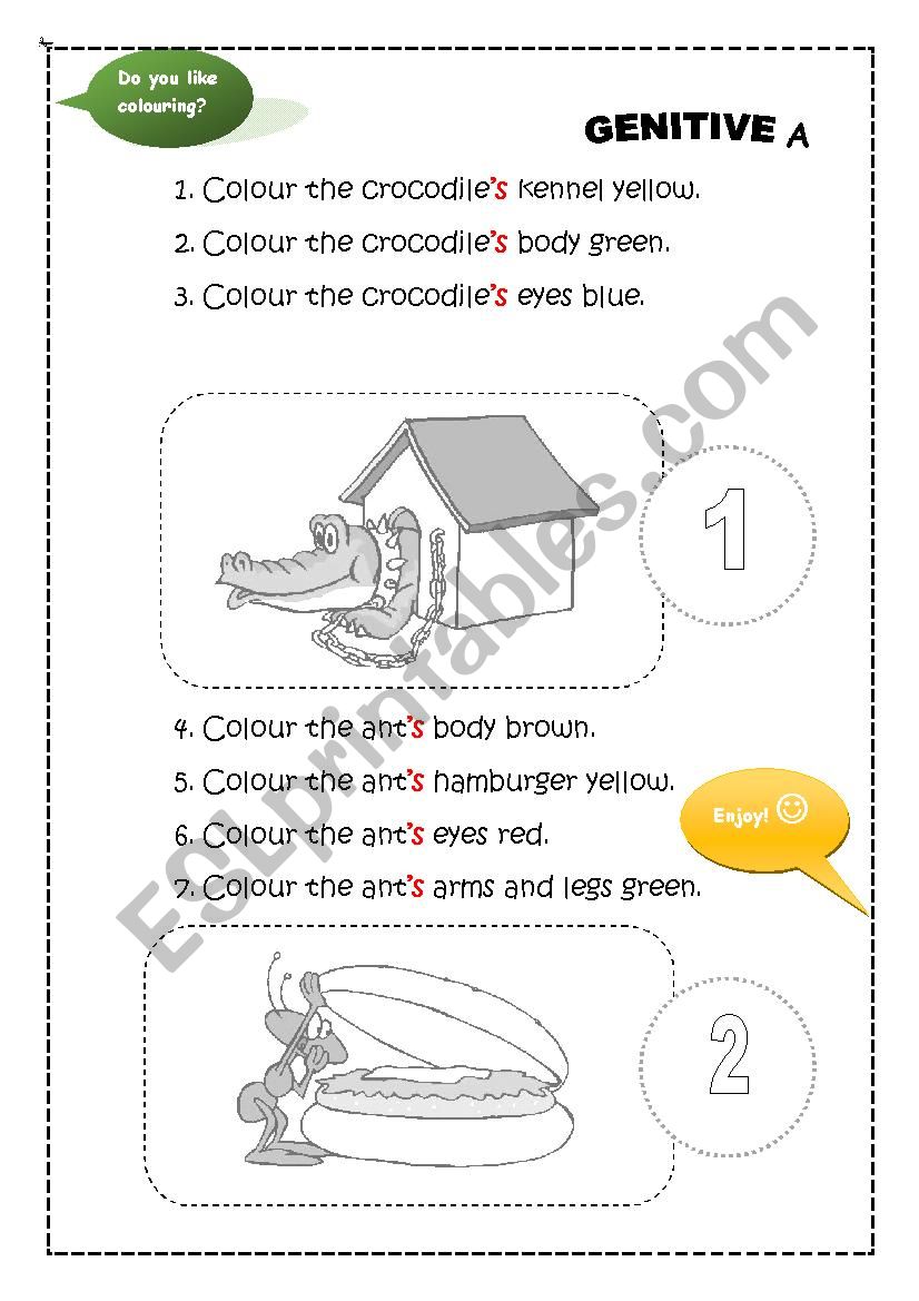 Genitive worksheet