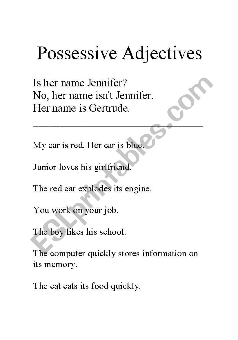 Possessive Adjectives worksheet