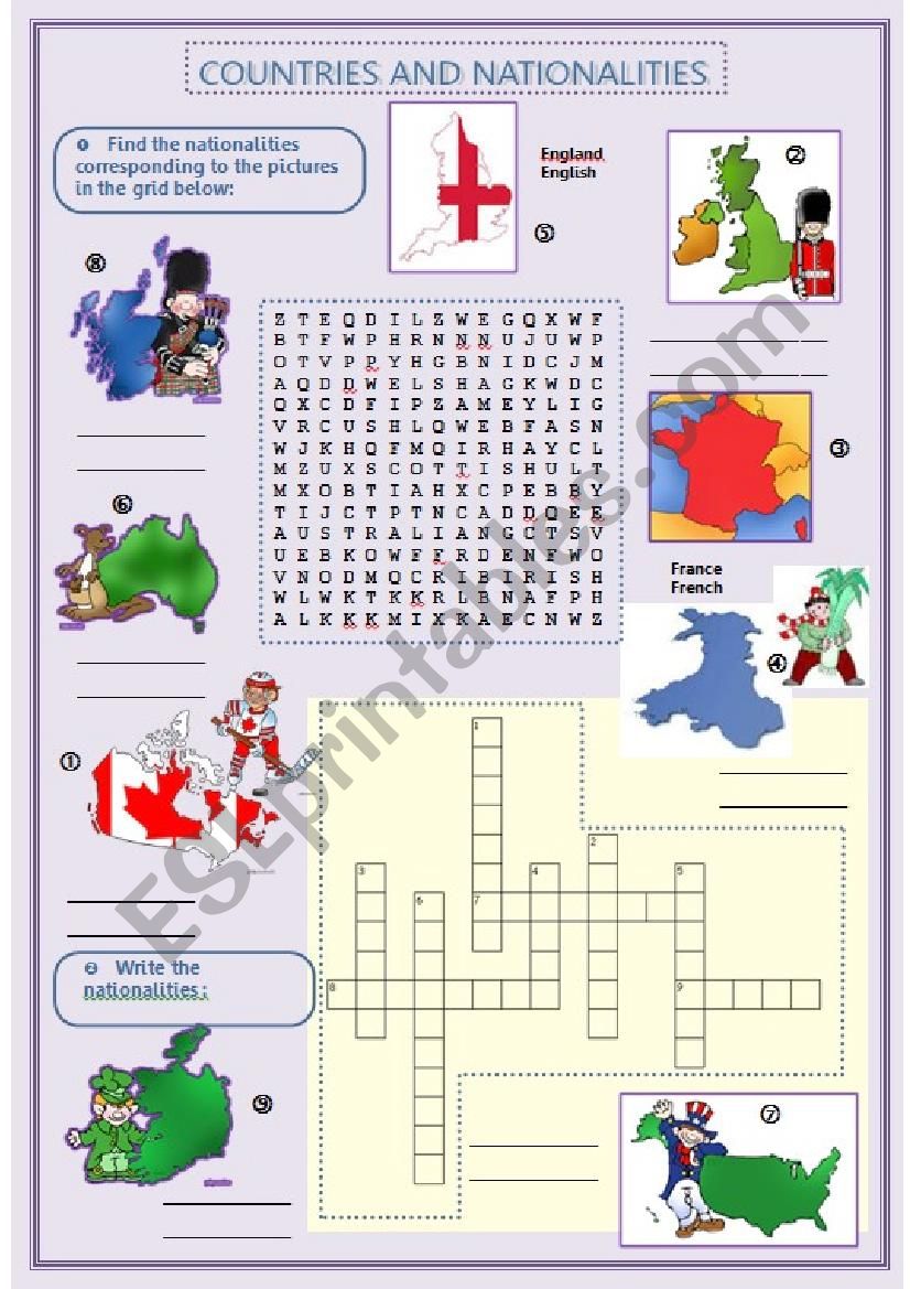 Countries and Nationalities worksheet