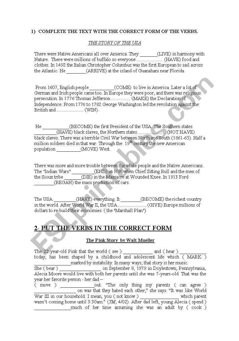 TENSES worksheet