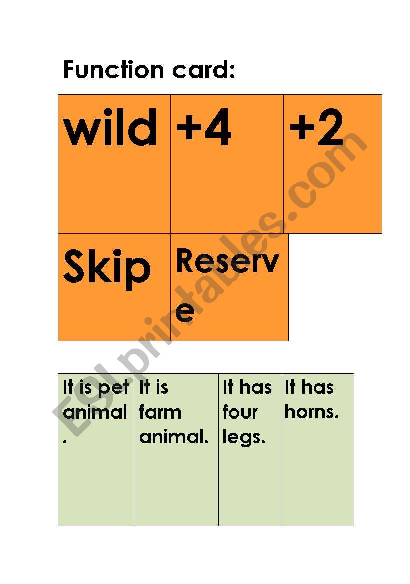 animal uno worksheet