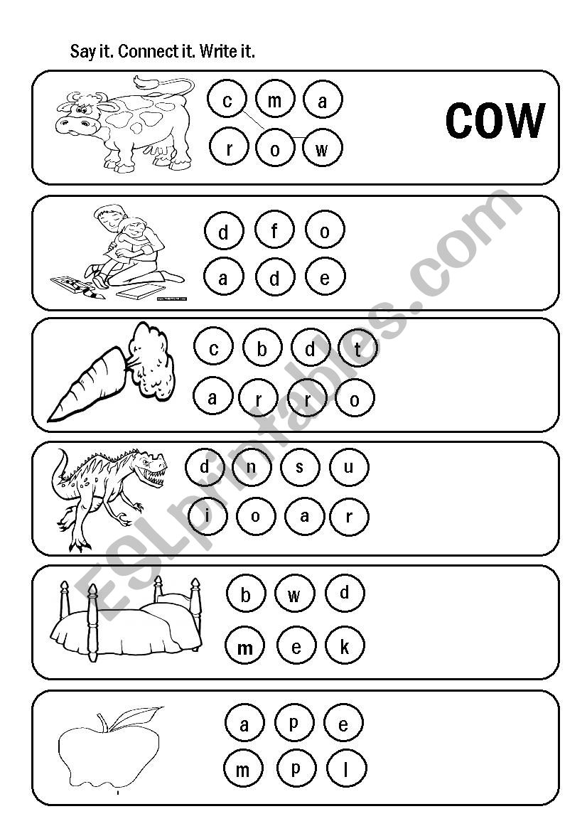 Say it. Connect it. Write it. worksheet