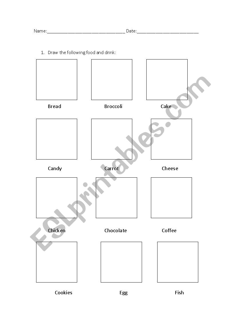 Food vocabulary worksheet