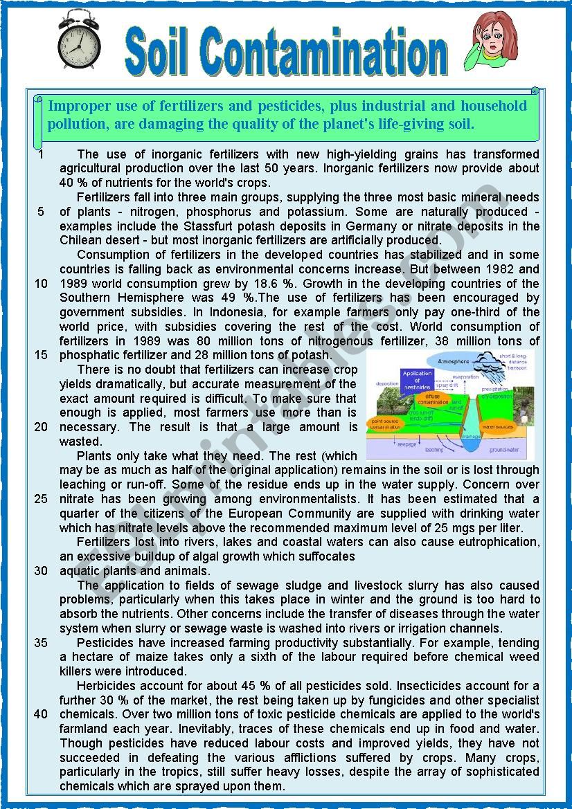 Soil contamination (READING ) + varied comprehension ex + KEY