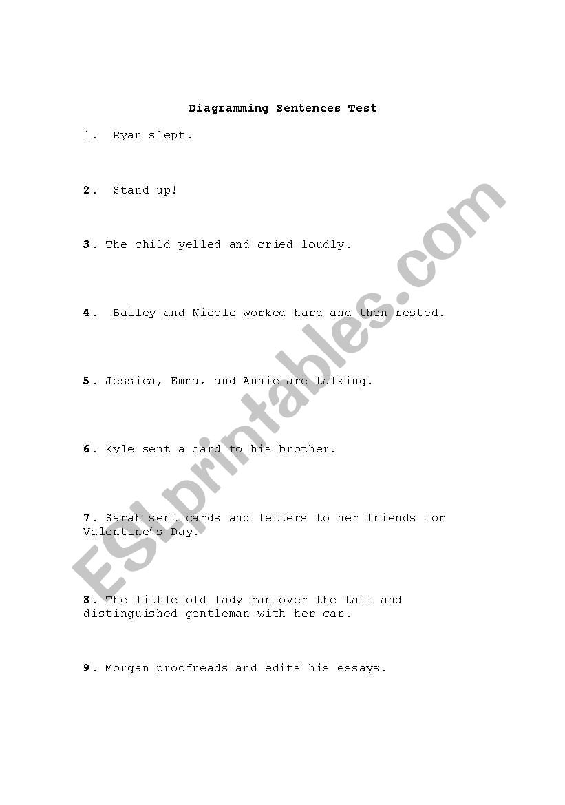 Diagraming Sentences/Disecting Sentences Practice