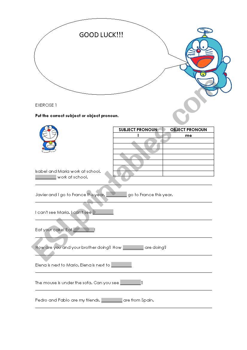 DORAEMONS PRESENT SIMPLE EXERCISES