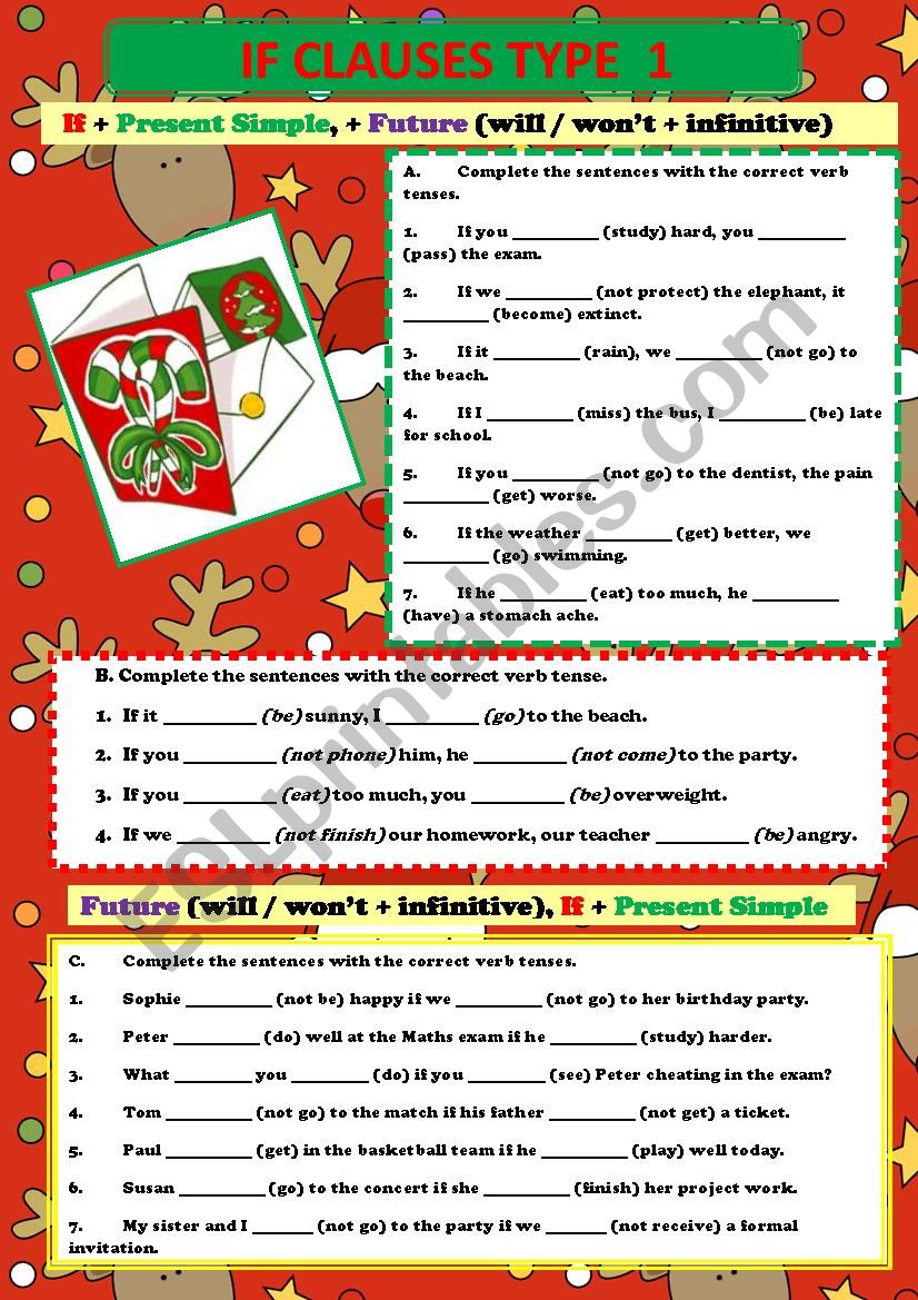 IF Clauses TYPE 01 worksheet