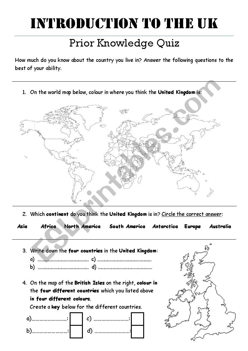 Intro to UK Prior Knowledge Quiz