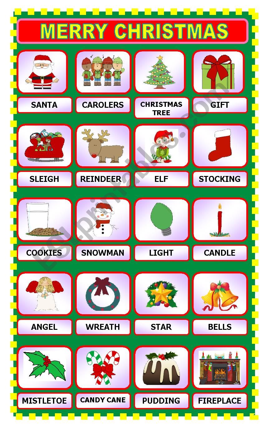 CHRISTMAS PICTIONARY worksheet