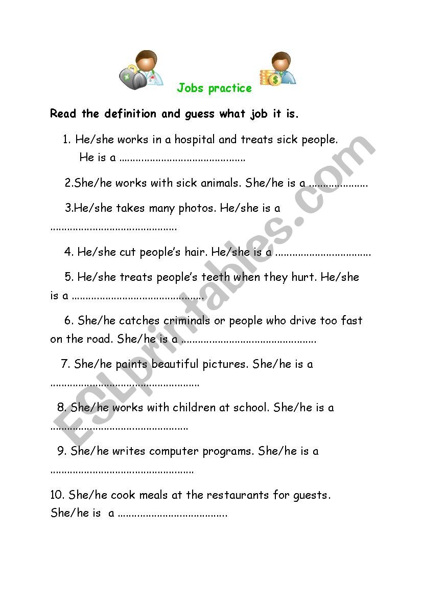 Jobs  worksheet