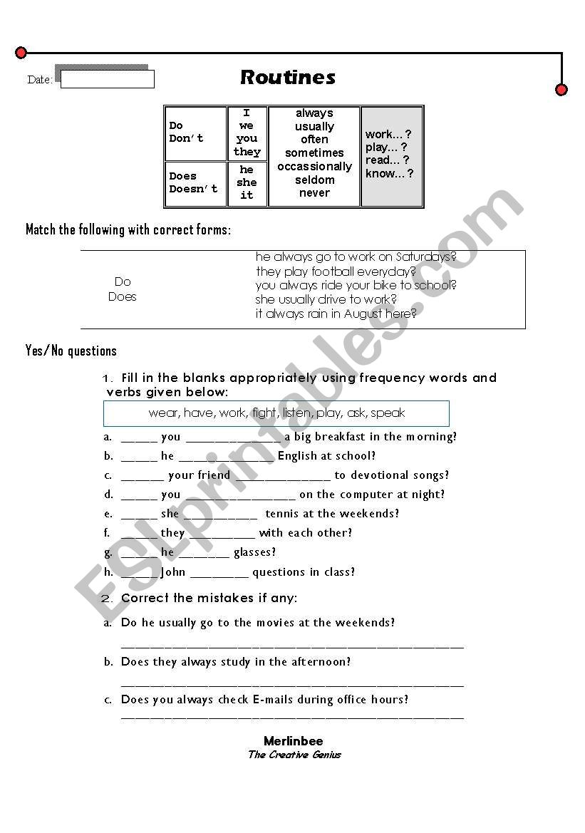 yes or no questions in the simple present