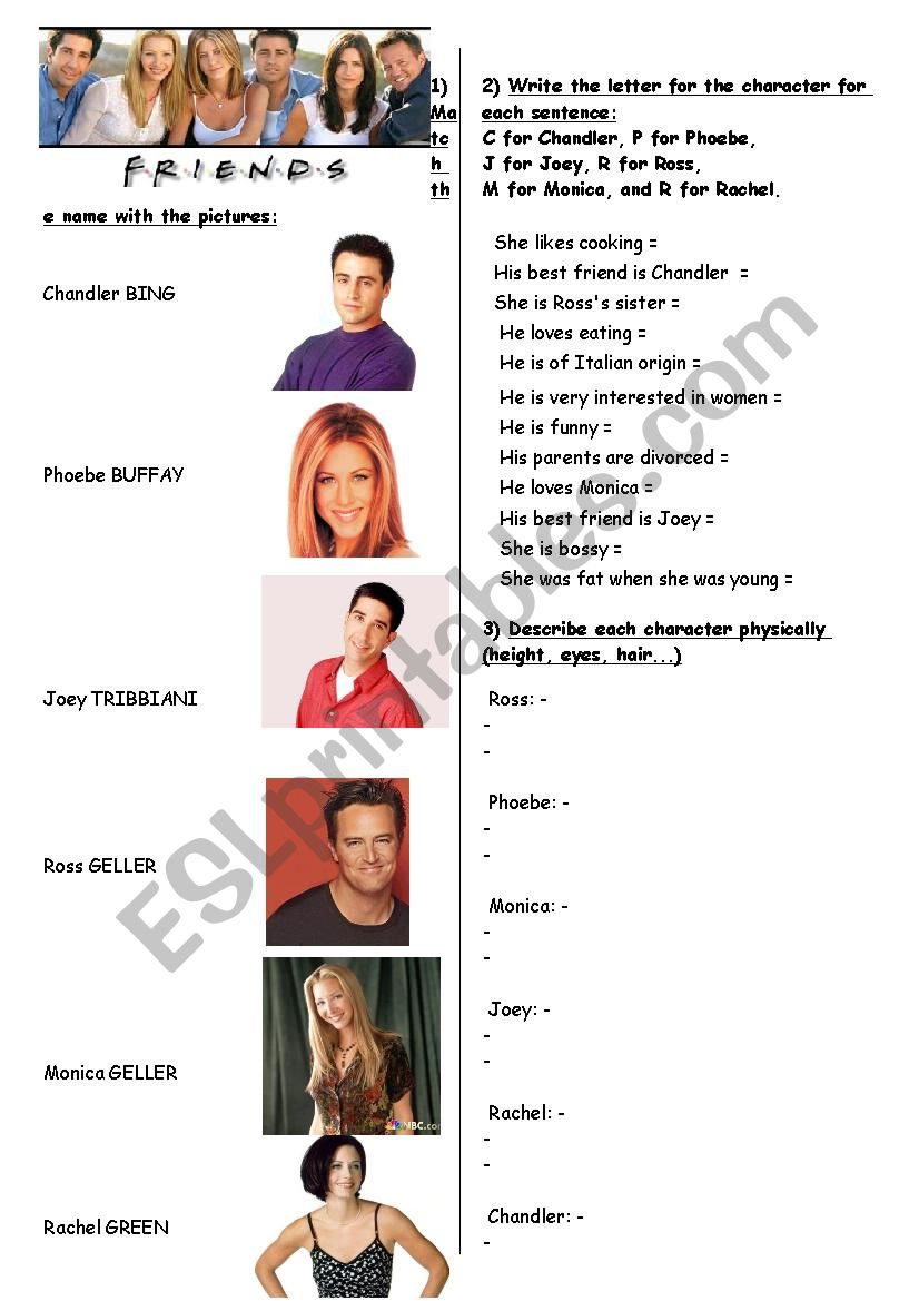 friends worksheet worksheet