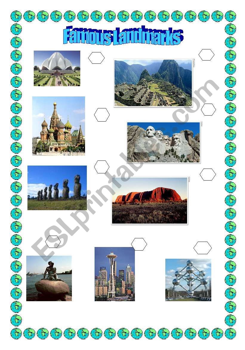 Famous landmarks worksheet